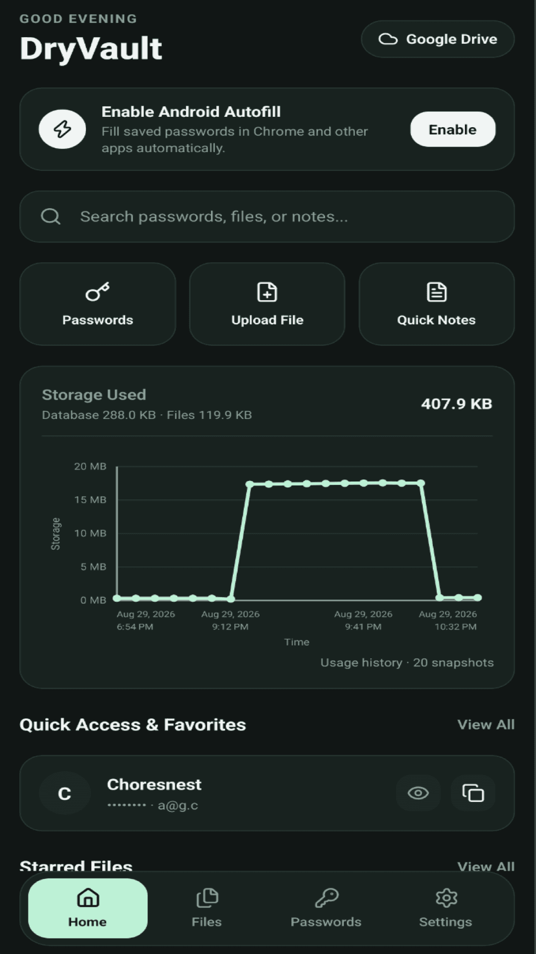Vault Home and Storage Analytics