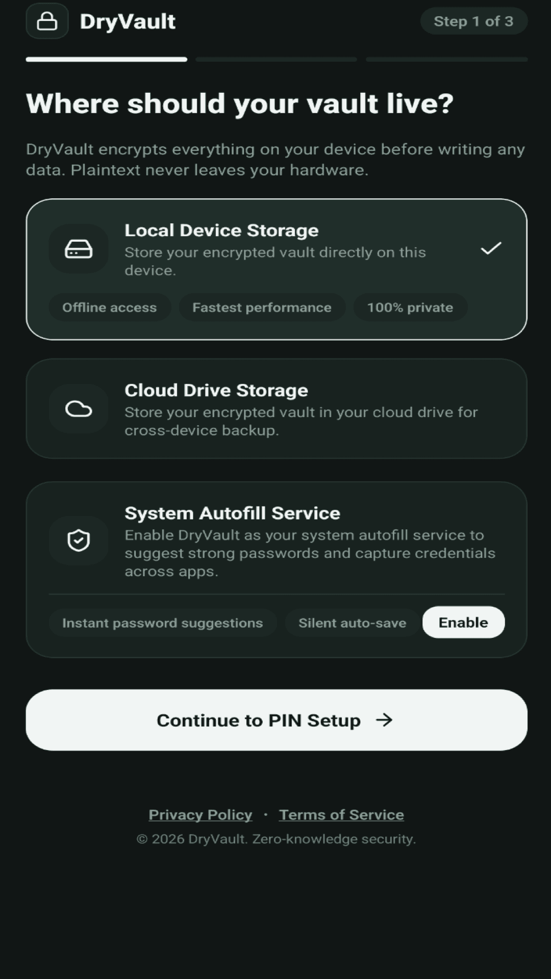 Storage Choice Onboarding