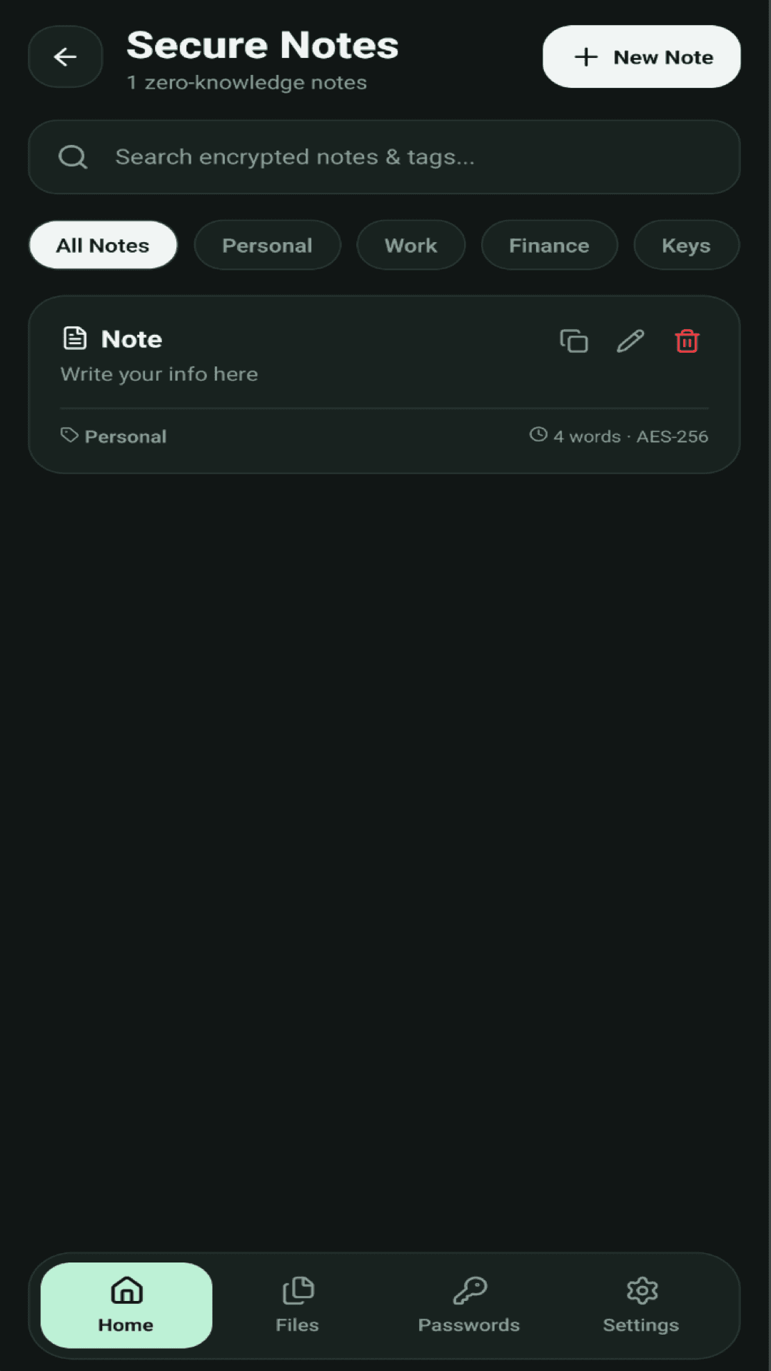 Zero-Knowledge Secure Notes